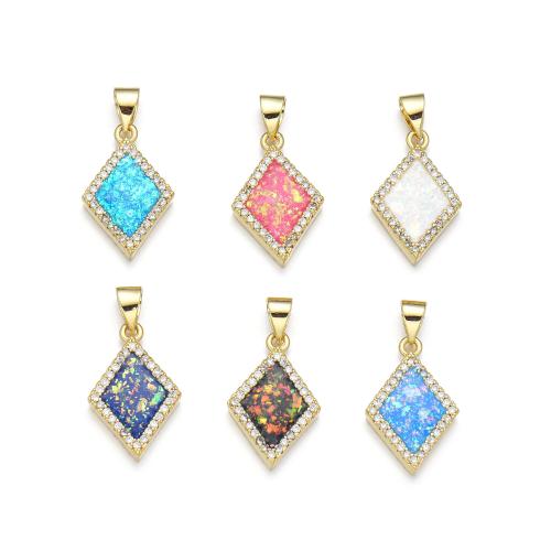 Cubique Pendentif en laiton zircon pavent, avec Opale, Placage, DIY & pavé de micro zircon, plus de couleurs à choisir, Vendu par PC