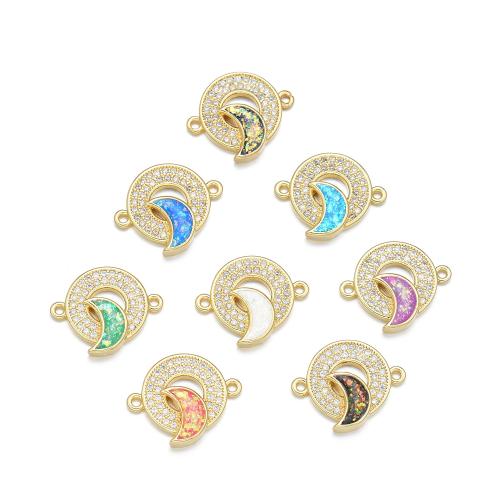 Cubic Zirconia Micro Pave Brass Connector, with Opal, plated, DIY & micro pave cubic zirconia 