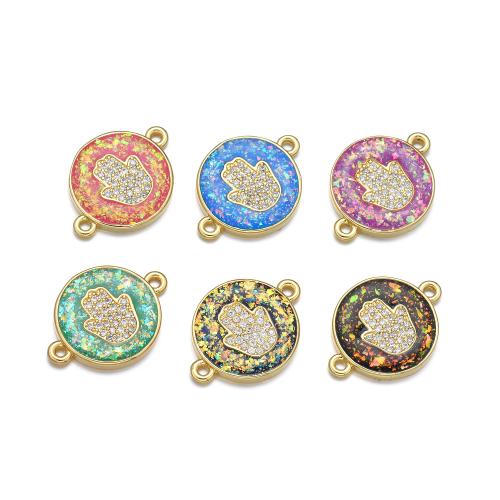 Cubic Zirconia Micro Pave Brass Connector, with Opal, plated, DIY & micro pave cubic zirconia 