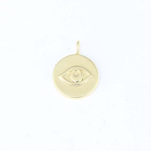 Brass Jewelry Pendants, Round, gold color plated, DIY 