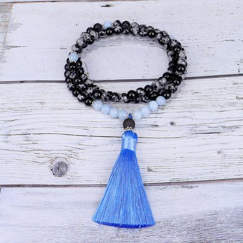 Jewelry Gift Sets, Snowflake Obsidian, with Cotton Thread, handmade, fashion jewelry & Unisex 