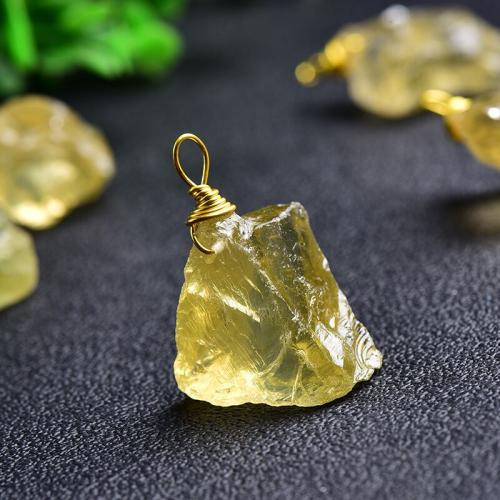 Natural Quartz Pendants, Citrine, with Brass, DIY & for woman, yellow, 2-3cm 