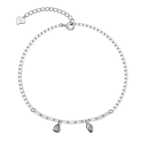 Tobillera de joyería de moda, Plata de ley 925, con 4cm extender cadena, para mujer, longitud:aproximado 21.5 cm, Vendido por UD