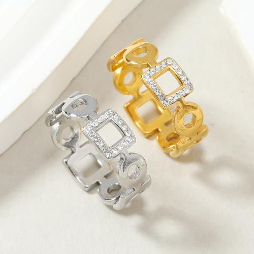 Strass Edelstahl Fingerring, 304 Edelstahl, unisex & verschiedene Größen vorhanden & mit Strass, keine, verkauft von PC[