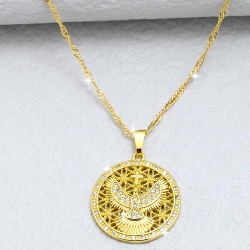 Cubic Zircon Micro Pave Brass Necklace, gold color plated, fashion jewelry & micro pave cubic zirconia & for woman Approx 44 cm [