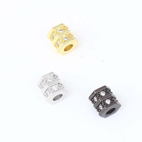 Cubic Zirconia Micro Pave Brass Beads, plated, DIY & micro pave cubic zirconia 