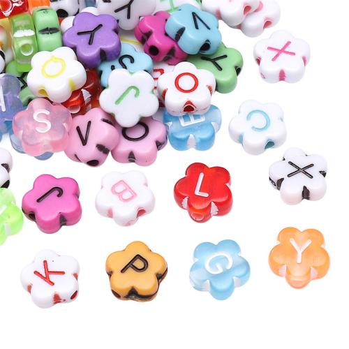 Acrylic Alphabet Beads, Flower, DIY 10mm Approx 1.5mm 