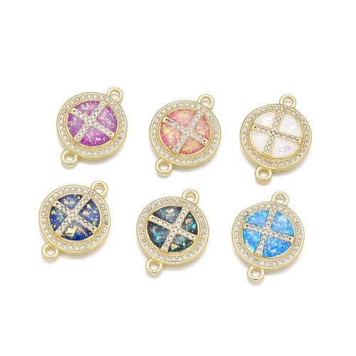 Cubic Zirconia Micro Pave Brass Connector, with Opal, plated, DIY & micro pave cubic zirconia 