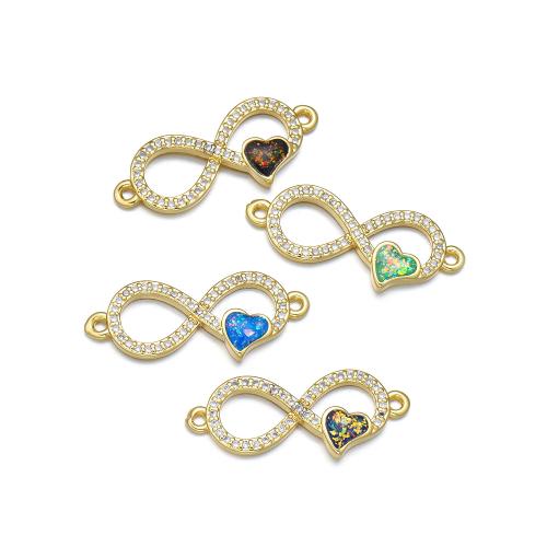 Cubic Zirconia Micro Pave Brass Connector, with Opal, plated, DIY & micro pave cubic zirconia 