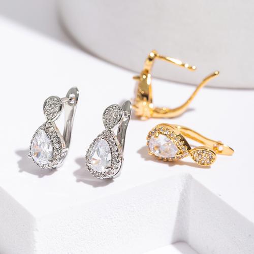 Cubic Zirconia Micro Pave Brass Earring, plated, micro pave cubic zirconia & for woman 