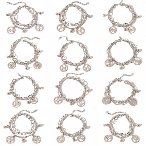 Acier inoxydable 304 bracelet, avec 2inch chaînes de rallonge, 12 Signes du Zodiaque, styles différents pour le choix & pour femme, couleur originale Environ 7 pouce, Vendu par PC