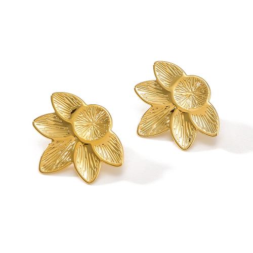 304 Edelstahl Ohrstecker, Blume, 18K vergoldet, Modeschmuck & für Frau, 30x30mm, verkauft von Paar