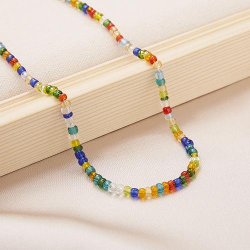 Glass Seed Beads Necklace, Seedbead, fashion jewelry & for woman Approx 45 cm [