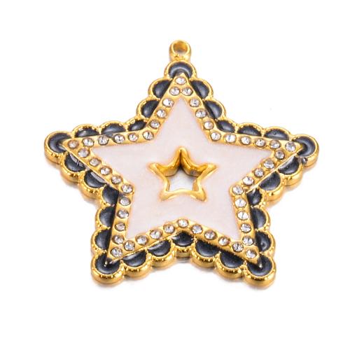 Cubic Zirconia Stainless Steel Pendant, 304 Stainless Steel, Star, Vacuum Ion Plating, DIY & micro pave cubic zirconia & enamel 