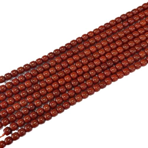 Abalorios de Ágata Roja, Yunnan Red Agate, Tambor, Bricolaje, Rojo, 7.5x6.5mm, aproximado 48PCs/Sarta, Vendido por Sarta[