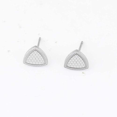 Boucle en laiton, triangle, Placage de couleur argentée, pour femme Vendu par paire