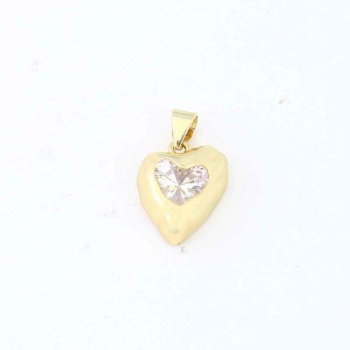 Colgante de Micro Pavé de Zirconía Cúbica, metal, Corazón, chapado en color dorado, Bricolaje & micro arcilla de zirconia cúbica, 15.9x12x5.2mm, Vendido por UD