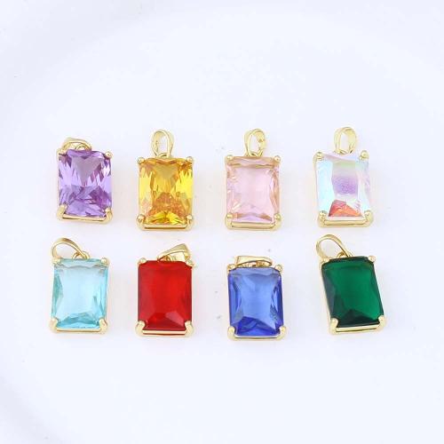 Pendentifs en laiton zircon cubique (CZ), avec zircon cubique, rectangle, Placage de couleur d'or, DIY, plus de couleurs à choisir Vendu par PC