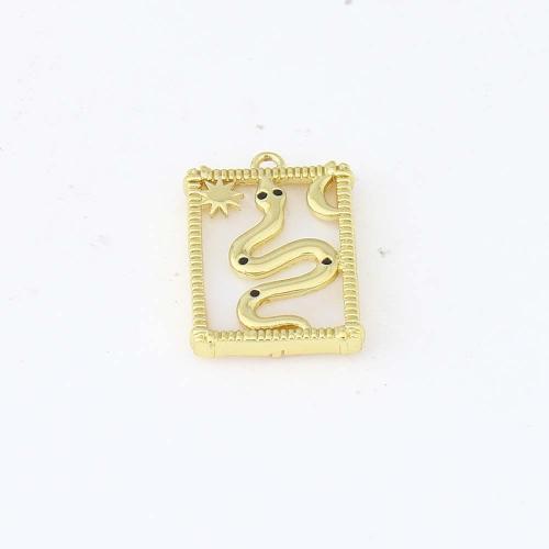 Enamel Brass Pendants, Rectangle, gold color plated, DIY 