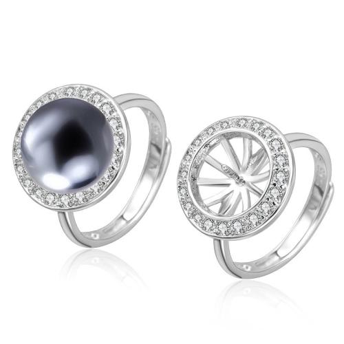 Anillo de dedo Zirconia Micro Pave Sterling Silver Cubic, plata de ley 925, con Shell Pearl, diferentes estilos para la opción & micro arcilla de zirconia cúbica, color de platina, Vendido por UD[