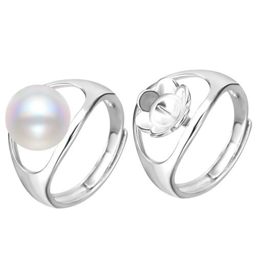 perla anillo de dedo de plata, plata de ley 925, con Shell Pearl, diferentes estilos para la opción, color de platina, Vendido por UD[