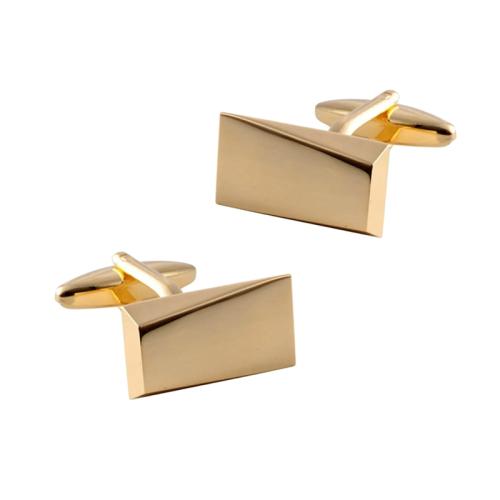 Brass Cufflinks, polished, for man, golden yellow 