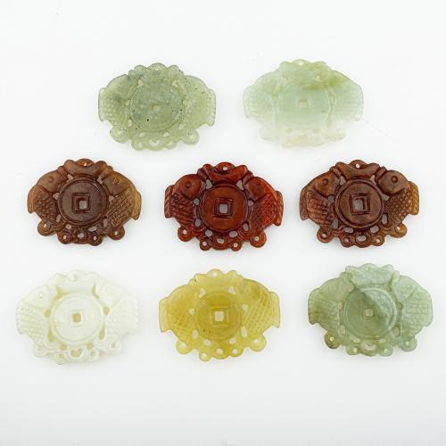 Jade Anhänger, Neuer Berg Jade, zufällig gesendet & DIY & gemischt & hohl, 58x42x6mm, Bohrung:ca. 1mm, 5PCs/Menge, verkauft von Menge