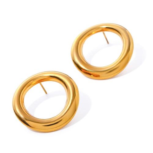 Edelstahl Stud Ohrring, 304 Edelstahl, 18K vergoldet, Modeschmuck & für Frau, goldfarben, 26.8mm, verkauft von Paar