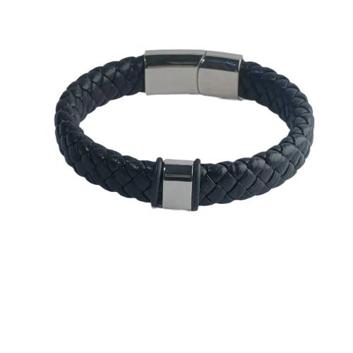 PU Leather Cord Bracelets, with 304 Stainless Steel, fashion jewelry & for man 