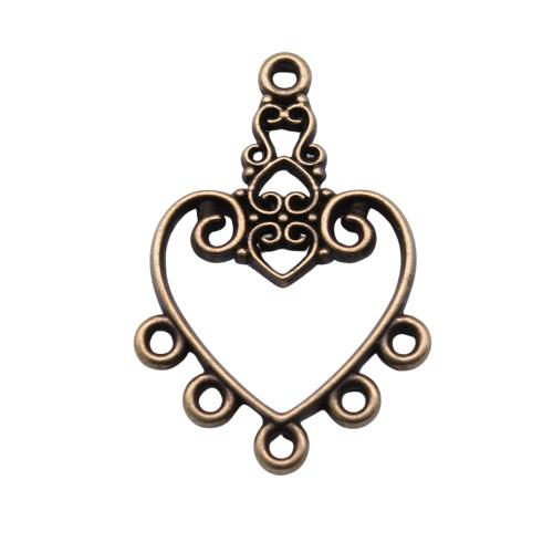 Zinc Alloy Charm Connector, Heart, plated, DIY & 1/5 loop [