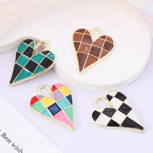 Zinc Alloy Enamel Pendants, Heart, gold color plated, DIY [