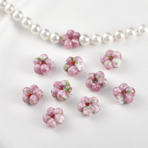 花のランプワーク ビーズ, ランプワーク, 花形, DIY, ピンク, Size about 14-15mm, thickness about 7-7.9mm, 売り手 パソコン[