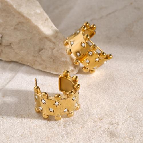 Stainless Steel Rhinestone Stud Earring, 304 Stainless Steel, plated, fashion jewelry & for woman & with rhinestone 