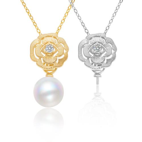 Zircon cubique Micro Pave collier en argent sterling, argent sterling 925, avec Shell Pearl, styles différents pour le choix & pavé de micro zircon, plus de couleurs à choisir, Vendu par PC