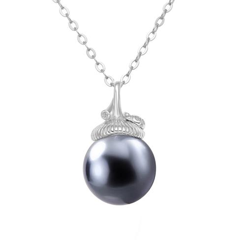 Zircon cubique Micro Pave collier en argent sterling, argent sterling 925, avec Shell Pearl, styles différents pour le choix & pavé de micro zircon, plus de couleurs à choisir, Vendu par PC