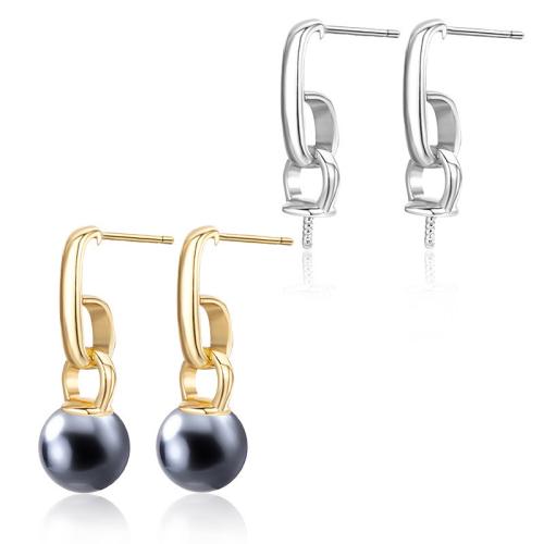 Boucle d'oreille goutte argent sterling, argent sterling 925, avec Shell Pearl, styles différents pour le choix, plus de couleurs à choisir, 23.5mm, Vendu par paire