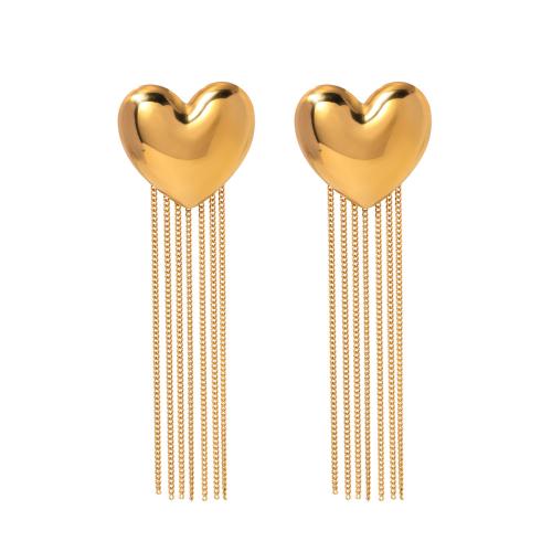 Moda flecos pendientes, acero inoxidable 304, Corazón, chapado, para mujer, más colores para la opción, Vendido por Par