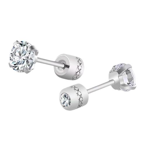 Boucles d'oreilles en acier titane, Placage, unisexe & normes différentes pour le choix & pavé de micro zircon, plus de couleurs à choisir Vendu par sac