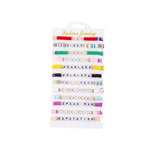 Pulseras de acrílico, con Arcilla polimero & metal, hecho a mano, diferentes estilos para la opción & para mujer, más colores para la opción, longitud:16.51 cm, Vendido por UD