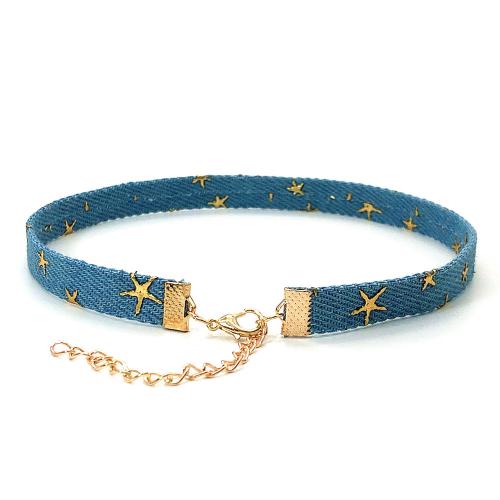 Mode Collier Choker, Denim, avec alliage de zinc, avec 5cm chaînes de rallonge, fait à la main, unisexe & modèles différents pour le choix, plus de couleurs à choisir cm, Vendu par PC