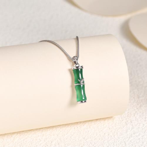 Pendentifs en argent, Argent sterling 925, avec Calcédoine verte, DIY Vendu par PC