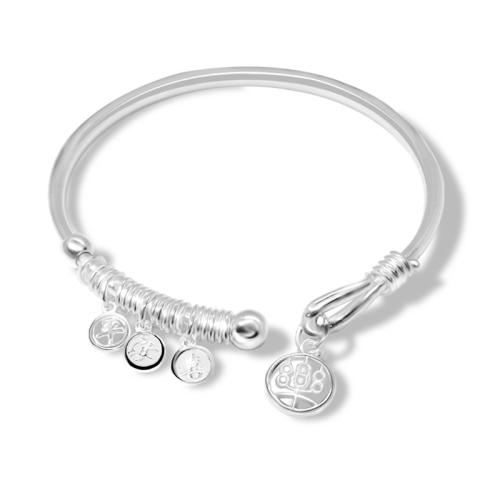 Argent sterling 925 bracelet manchette, bijoux de mode & pour femme, Diamètre inté Environ 56mm, Vendu par PC