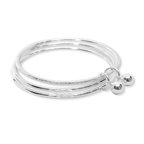 Argent sterling 925 bracelet ordinaire, trois couches & bijoux de mode & pour femme, Diamètre inté Environ 58mm, Vendu par PC