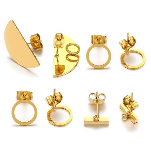 Stainless Steel Earring Stud Component, 304 Stainless Steel, DIY golden 