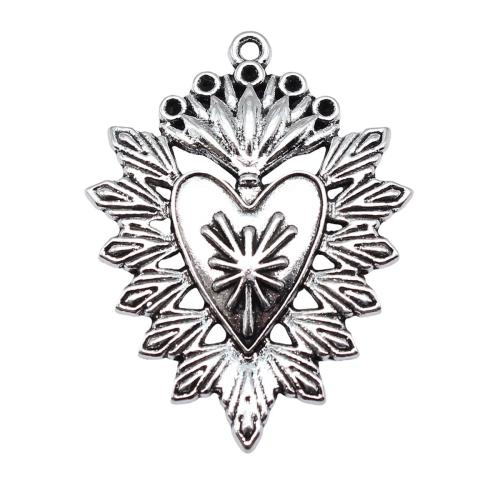 Zinc Alloy Heart Pendants, antique silver color plated, DIY [