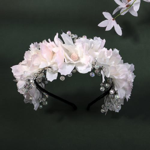 Hair Bands, Zinc Alloy, with Cloth & Plastic, Flower, plated, for woman [