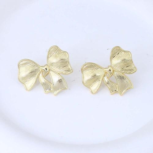 Boucle en laiton, Noeud papillon, Placage de couleur d'or, pour femme Vendu par paire