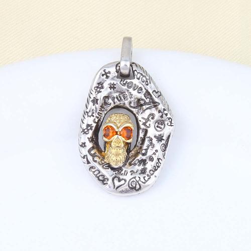 Colgante de Micro Pavé de Zirconía Cúbica, metal, Calavera, chapado, Bricolaje & micro arcilla de zirconia cúbica, color mixto, 19.3x14.1x9.7mm, Vendido por UD