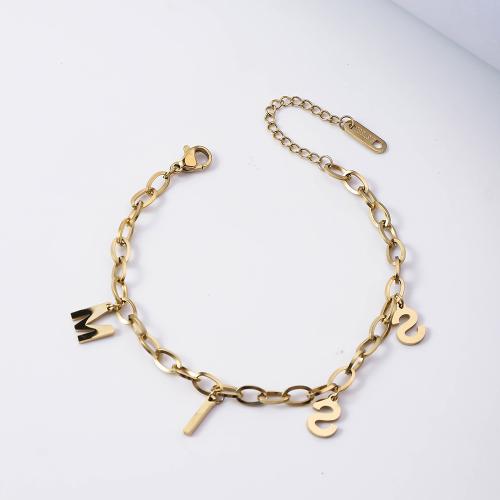 Stainless Steel Charm Bracelet, 304 Stainless Steel, with 5cm extender chain, gold color plated, fashion jewelry, golden cm 