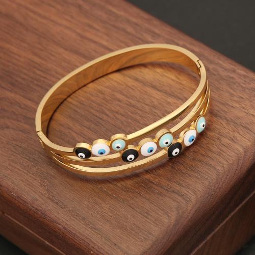 Stainless Steel Bangle, 304 Stainless Steel, fashion jewelry & for woman & enamel, gold 